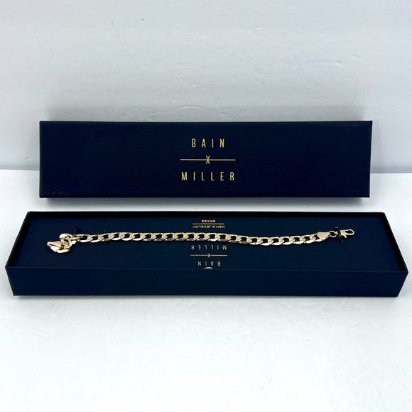 BAIN MILLER, MEN’S “BRASS” BRACELET GOLD COLOR, ITALIAN CHAIN STYLE 9 INCHES - Picture 4 of 15